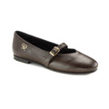 Black leather dressy strap shoe for girls and teens, made in Italy