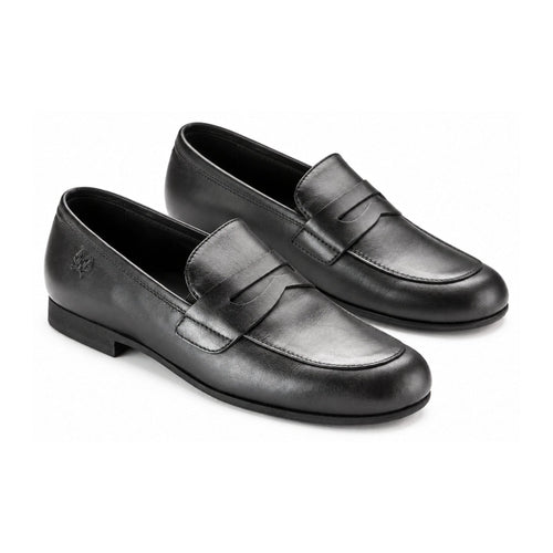 Black Leather Boy's Dressy Loafer