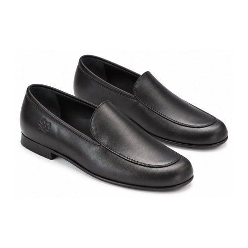Stylish Black Leather Boys Slip On Loafer