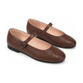Brown Medium Leather Girls Mary Jane Strap Shoe
