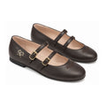 Brown Coffee Girls Two Strap Dress Shoes