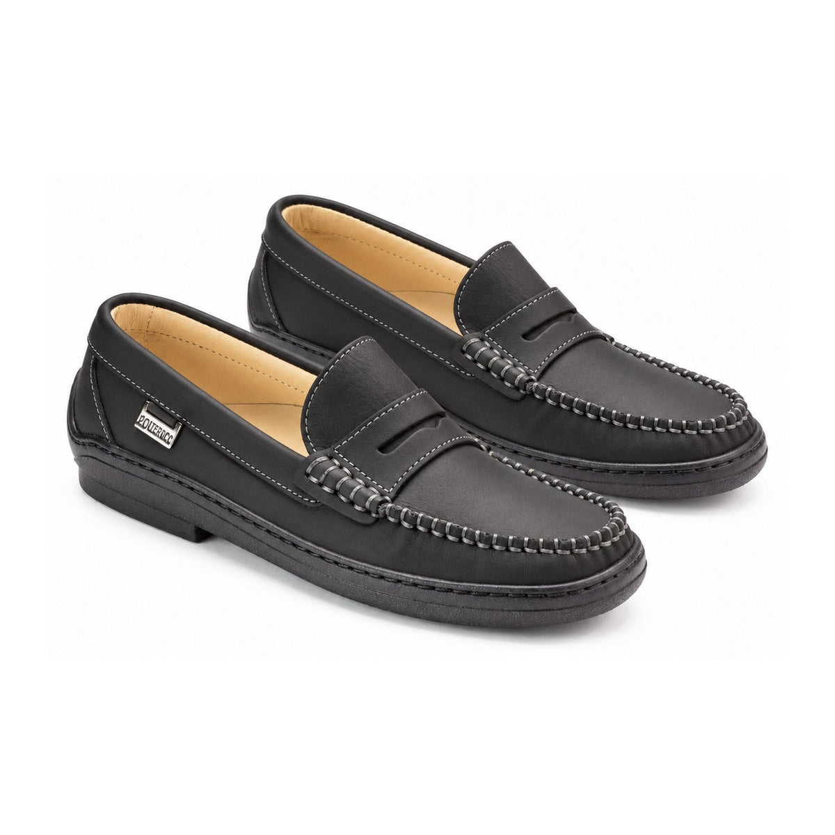 Black Sahara Leather Soft Loafer for Girl by London Kids