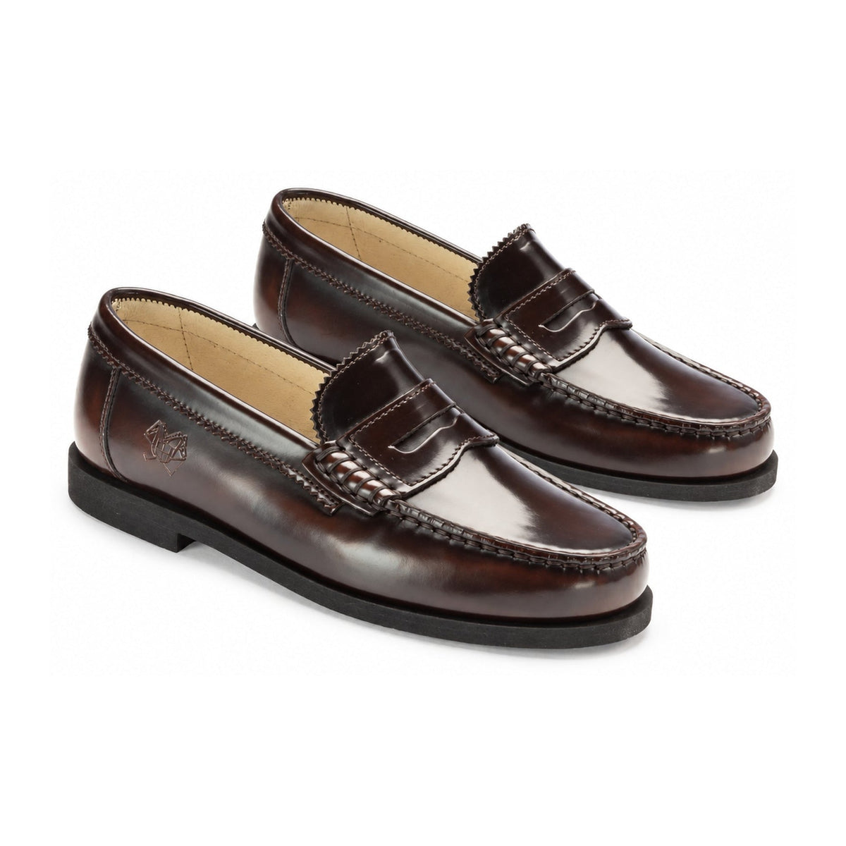 Brown Polished Leather Girls School Loafer