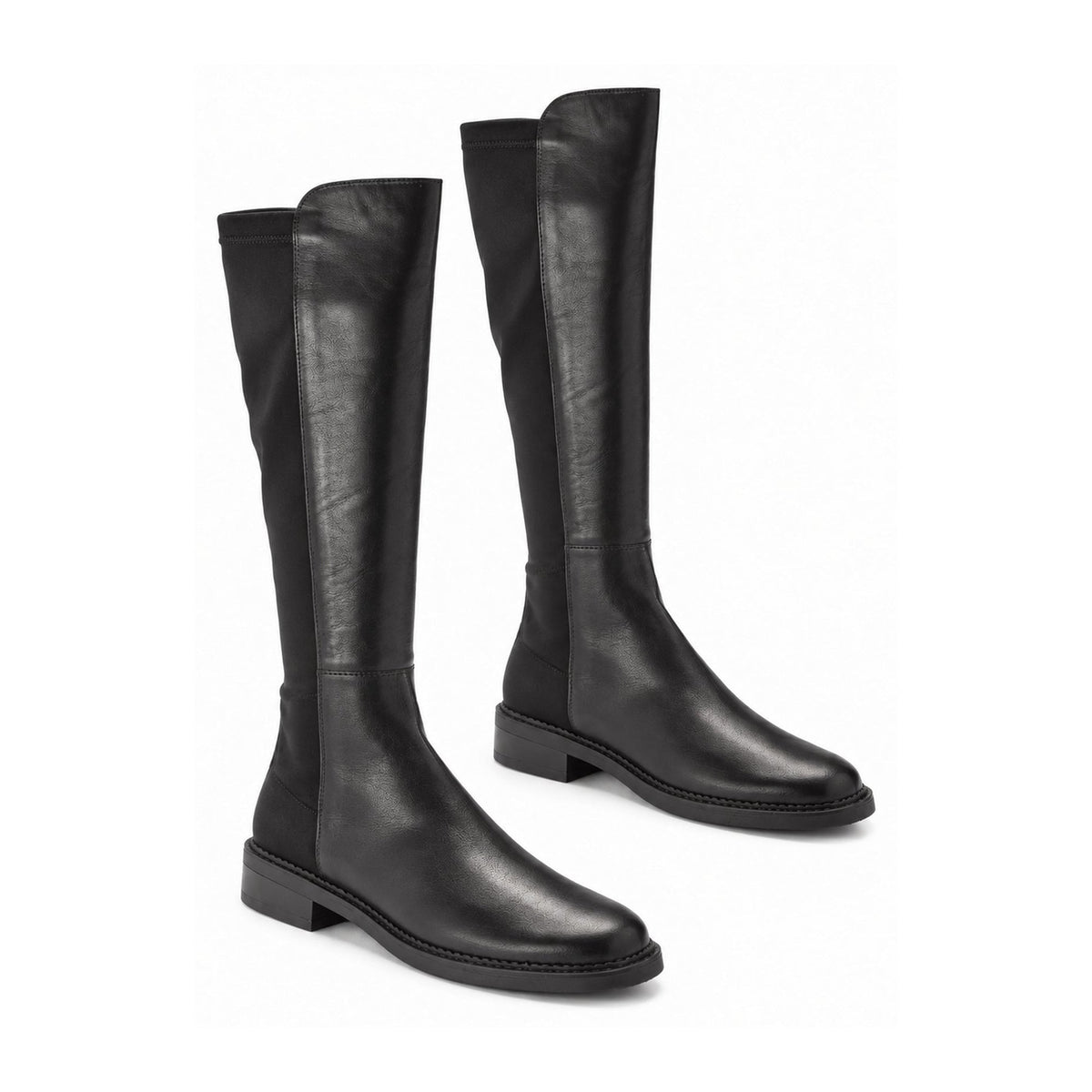 Black Leather Half Half Ladies Boot